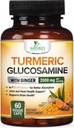 Curcumin Turmeric Suplemento 2000mg - 95% Curcuminoides con Glucosamina, Ginger &amp; MSM, BioPerine Black Pepper para la mejor absorción, Apoyo Conjunto Vegano de la Naturaleza, Non-GMO, Botellado en EE.UU. - 60 cápsulas