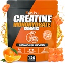 Cretina Monohydrate Gummies para Hombres &amp; Mujeres, 4g de Monohidrato de Creatina por Serving for Maximum Power Strength, Performance, Sugar Free, Vegan, Pre-Workout Suplemento(120 Conteo)-Orange