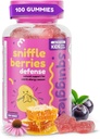 Squiggles Sniffle Berries Elderberry Gummies with Bee Propolis & Echinacea, Kids Immune Booster, Propolis Gummies for Health, Toddler Vitamins for Immune Support, Tasty Chewy Gummy (100 Cuenta)