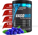 Premio VASOBLITZ Ganando doble óxido nítrico Pre Workout con NO3T Arginine Nitrate,L-Citrulline,Betaine Anhydrous,Calcium Lactate,Caffeine Free for Muscular Endurance(30 Serving) (Blue Raspberry)