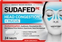 Sudafed PE Head Congestion + Mucus Tablets for Sinus Pressure, Pain " Congestion, 24 ct
