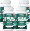 8-en-1 Glutathione Liposomal 2400 MG, Fórmula Antioxidante de alta absorción – con ácido hialurónico, ácido alfa-Lipoico, Resveratrol - Skin, Sistema desintoxicación del hígado, 240 Softgels