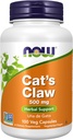 AHORA Suplementos de alimentos, Claw de gato 500 mg, Proyecto no GMO Verificado, Suplemento herbal, 100 cápsulas de verduras