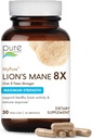 PURE ESSENCE LABS MyPure Lion's Mane 8X - Max Strength Brain Support with 100% Fruiting Body Organic Lion's Mane for Ultimate Cognitive Performance, Focus, and Mental Clarity, 30 cápsulas