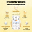 Anti-Aging, Resveratrol,NADH PQQ, Healthy Hair, Skin, and Nails, Cellular Health, Spermidine, Ubiquinol, GMP, Made in USA 60 Capsules