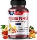 Cayenne Pepper 7 en 1 - - con Ginger, Turmeric, Cinnamon, Black Pepper - promueve la función del sistema digestivo (150 días de suministro (Pack of 1))