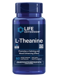 Extensión de la vida L-Theanine, Amino Acid theanine, Calm, Relax, Mood, Gluten-Free, Non-GMO, Vegetarian, 200 mg, 60 cápsulas