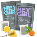 Hey Girl Sleep + Feel Better Tea Bundle - Sleep Tea w/Chamomile, Valerian Root & Lemon Balm in Tea Bags + Feel Better Herbal Tea with Echinacea, Elderberry, Vitamina C