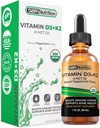 MAX Absorción, vitamina D3 + K2 (MK-7) gotas líquidas con aceite MCT, sabor de menta, ayuda a soportar huesos fuertes y corazón saludable
