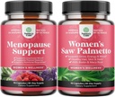 Bundle of Menopause Supplement for Hot Flashes with Dong Quai Vitex Chaste Berry " Black Cohosh " Extra Strength Saw Palmetto for Women 500mg - DHT Blocker Hair Loss Suplemento con Maca Root " Biotin