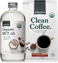 Natural Force Organic Ground Clean Coffee + Organic MCT Oil Bundle – 100% Pure Coconut MCTs & Mold & Mycotoxin Free Coffee – Non-GMO, Keto, Paleo y Vegan - 10 Oz Bag y 16 Oz Glass Bottle