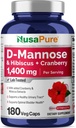 NusaPure D-Mannose Complex 1400 mg (con Hibiscus y Cranberry) - 180 Veggie Caps.