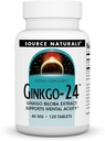 Fuente Naturales Ginkgo-24 - Ginkgo Biloba Extract Apoya la Acuidad Mental* - 40 mg, 120 Tabletas