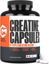 Cápsulas de crema, 5g Premium 3X ThreeAtine Pre Workout Bulk Muscle Mass Gainer, alta absorción fácil de tomar píldoras de monohidrato de crema potencia óptima alternativa para hombres mujeres, 180 cápsulas