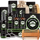 Beard Kit para hombres con lavabo de barba, Acondicionador de barba, Beard Oil, Beard Balm, Brush, Comb, Tijeras, Bolsa de almacenamiento, Regalos para hombre Papa marido novio