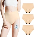 Ropa interior de incontinencia BATTEWA para mujeres lavable, Leak Proof Underwear Alta Absorbencia, Leak Leak ropa interior Folletos protectores, Panties sin costura 50ml, Beige, Medium(3 Pack