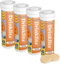 Bebidas Bombillas de hidratación diarias de Orange (4) Tube Bundle ← 0g Azúcar – Bebida deportiva natural – Gran sabor Silencioso 4 Pack (40 Servings)