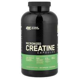 Optimum Nutrition Micronized Creatine Monohydrate Capsules, Keto Friendly, 2500mg, 300 cápsulas (Packaging May Vary)