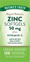 La verdad de la naturaleza Zinc con vitamina C Silencioso 50mg Silencio 120 Softgels Silencio No GMO &amp; Gluten Suplemento gratuito