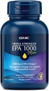 GNC Triple Strength Fish Oil EPA 1000 Mini, 1000mg Omega 3, Mini Softgels, Soporta Ojo, Cerebro, Esquí, Triglicéridos Saludables, Corazón, Conjunto, Coated to Control Fishy Burps, 45 Servimientos