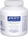 Encapsulaciones puras Magnesio (Glycinate) - Suplemento de Apoyo Alivio del Estrés, Dormir, Salud del Corazón, Nervios, Musculos y Metabolismo* - con Magnesio Glycinate - 180 cápsulas