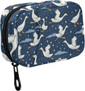 Fustylead Geese Divertido Volando en Nightsky y estrellas Travel Pill Organizer Bolsa con Zipper Caja de Pill Pequeña 7 Día de Pill Caso para el Almacenamiento de Purse Suplemento semanal de Medicina de la Vitamina