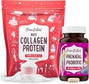 Mama Natural Prenatal Probiótico &amp; Multi Collagen Protein Bundle - 25 Billion CFU & 11g hidrolizado péptidos colágeno para el embarazo, el cabello, la piel, uñas " Digestive Health Support