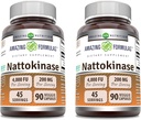 Fórmulas increíbles Nattokinase Suplemento dietético 100 mg Veggie Capsules Suplemento  vírgenes 2000 FU Enzyme Activity ← Non-GMO TEN Gluten Free TEN Made in USA (90 Count TEN 2 Pack)