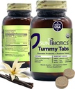 SUNBIOTICS Tummy Tabs - Chewable Probiótico y Tabletas Prebióticas con 18 Billones CFUs de 4 Strains Probióticos para Buena Gut Flora, Immune System, & Balanced Microbiome - Vanilla, (Pack of 1)