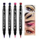 BINGBRUSH Doble cara Líquida de sello de ojos, Face Stamps maquillaje Extremely Black Waterproof Slim Gel Felt Tip High Negro Pigment Liquid Eyeliner &amp; Seal resina para tips de gel(Colorful)