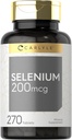 Carlyle Selenium Suplemento 200mcg ← 270 Tablet Capsules  Essential Trace Mineral Silencio Vegetarian, Non-GMO, Gluten Free