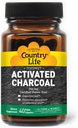 Country Life Coconut Activated Charcoal Capsules, 260mg – Natural Charcoal Supplement for Gas and Bloating Relief - Gluten-Free, 40 Vegan Capsules