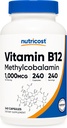 Nutricost Vitamina B12 (Methylcobalamin) 1000mcg, 240 cápsulas - Vegetariano, No GMO &amp; Gluten Free B12 Suplemento
