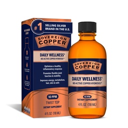 Soberano Bio-Active Copper Hydrosol - Bioavailable Cobre Suplemento líquido para adultos y niños con Hidrosol Plata para el cabello, la piel y las uñas - 4 fl oz (118 mL)
