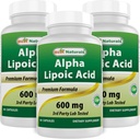 Mejores Naturales Ácido Lipoico alfa 600 mg 60 cápsulas - ALA Potente Antioxidante (60 Cuenta (Pack of 3))