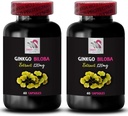 Ginkgo biloba antioxidante - GINKGO BILOBA EXTRACT - Beneficios del extracto de hoja herbal, polvo Ginkgo biloba, suplemento de soporte antioxidante, beneficios de bienestar botánico, impulso diario 2 botellas 120 cápsulas
