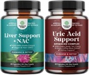 Bundle of Liver Support Supplement with NAC for Liver Cleanse and Vegan Uric Acid Cleanse and Detox for Men and Women's Joints Kidneys and More