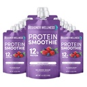 Diseñador Wellness Protein Smoothie, Fruta Real, Proteína 12g, Carb Bajo, Azúcar Zero Añadido, Libre de gluten, No GMO, No Colores Artificiales o Sabores, Berry mixto, 12 Conde