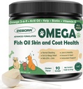 ZEBORA Omega 3 Fish Oil for Dogs, Wild Caught Dog Fish Oil, EPA & DHA, Krill Oil, Kelp, Skin and Coat Supplement, Anti Itch &amp; Shedding, Support Dry Skin, Joint Health, Dog Allergy Relief
