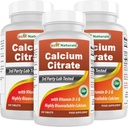 Mejores Naturales Citrato de calcio con vitamina D-3 240 Tabletas (240 Cuenta (Pack de 3))