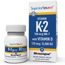 Fuente superior K2 (MK-7) 100 mcg, con D3 (5.000 UI) Suplemento, Quick Dissolve MicroLingual Tablets, 60 Cuenta, Fortalecer Huesos, Cardiovascular &amp; Immune System Support, Non-GMO
