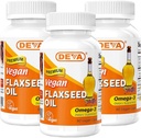 DEVA Vitaminas Veganas Orgánicas Flax Semillas Aceite - Rico en Omega-3, Frío-Pressed ' Unrefined - 90 cápsulas (Pack of 3)
