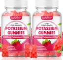 softbear Potasio Citrate 1000mg Gummies – High Absorption Potassium Gummies for Muscle Support &amp; Electrolyte Balance – Potassium Supplement for Women &amp; Adults, Vegan, Raspberry Flavor (120 Conteo)
