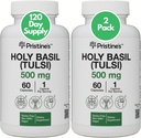 Base Santa de PRISTINE (Tulsi) 500 mg (2 Pack) Relajación &amp; Inmunity Support Adaptogen Suplemento - 120 Day Supply - Holy Basil Leaf Capsules - Vegan - Non-GMO - Gluten Free Supplements