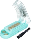Pill Cutter for Multiple Pills at a time, Pill Cutter Splitter for Small and Tiny Pills, Pill Cutter for Small or Large Pills, Pill Splitter with Hidden Sharp Acero Inoxidable Blade (Blue+Clear)