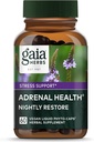 Gaia Herbs Adrenal Health Nightly Restore - Suplemento Herbal con Ashwagandha, Magnolia Bark, Cordyceps, Lemon Balm &amp; Más* - 60 Vegan Liquid Phyto-Capsules (30 Servimientos)