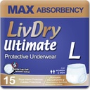 Ropa interior de incontinencia de adultos grandes, Max Absorbent Adult Diapers con protección de leak, L, 15-Pack