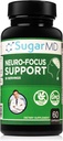 SugarMD Neuro-Focus Support - Brain Health Supplements for Memory - Focus and Clarity Formula of Bacopa, Ginkgo, & Bioperine for Cognitive Support - Non-GMO and Gluten-Free - 60 Capsules