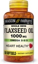 MASON NATURAL Flaxseed Oil 1000mg – Omega 3-6-9 Softgels for Heart Health – Cold-Presed Whole Herb Supplement – Gluten-Free, Non-GMO, 100 Softgels
