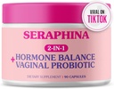 Seraphina Vaginal Probióticos 2-en-1 para Mujeres + Equilibrio hormonal - 90 cápsulas Cuidado Femenino completo, PMS & Urinary Tract Health, Prebiotic Blend, 10 billion CFU, 6 Strains (90 Cuenta (Pack of 1))